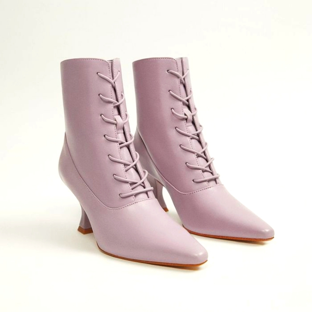 Lavender lace up boots from Mango